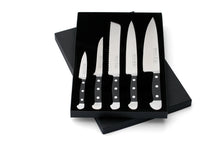 Güde Messer-Set im Geschenkkarton, geschmiedet, Serie Alpha, Doppelkropf, 5-teilig, Griff POM schwarz